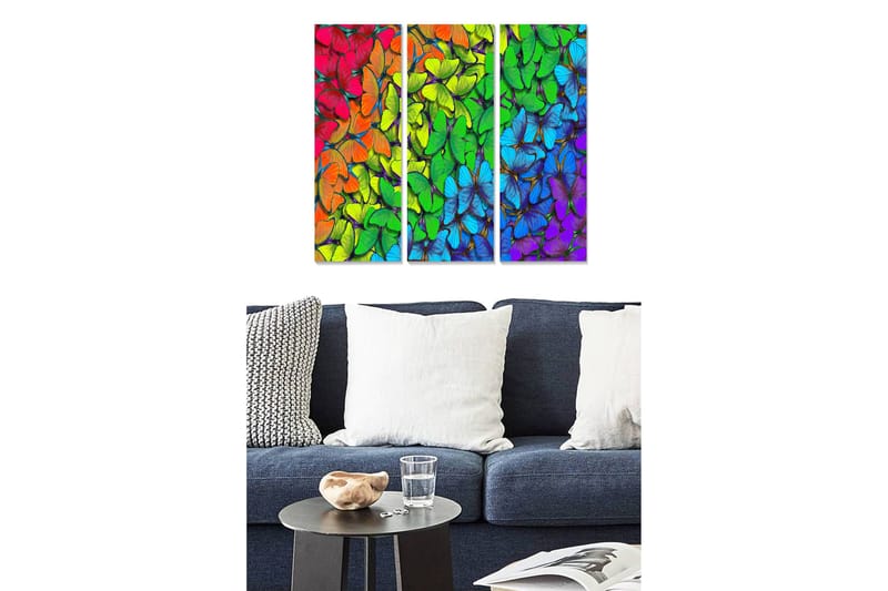 Canvastavla Floral 3-pack Flerfärgad, 20x50 cm