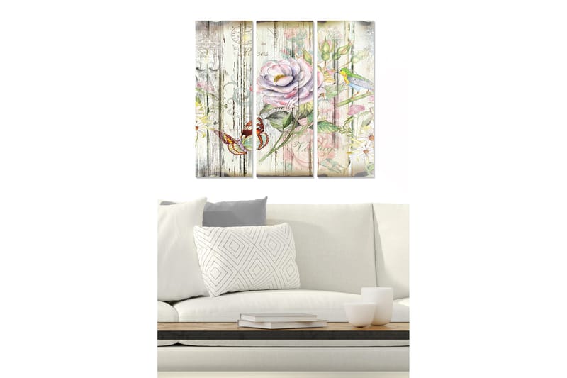Canvastavla Floral 3-pack Flerfärgad, 20x50 cm