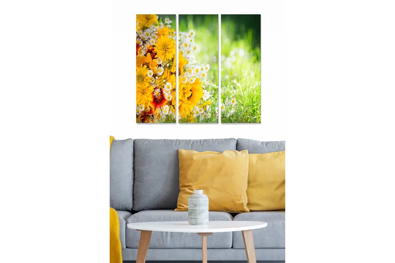 Canvastavla Floral 3-pack Flerfärgad, 20x50 cm
