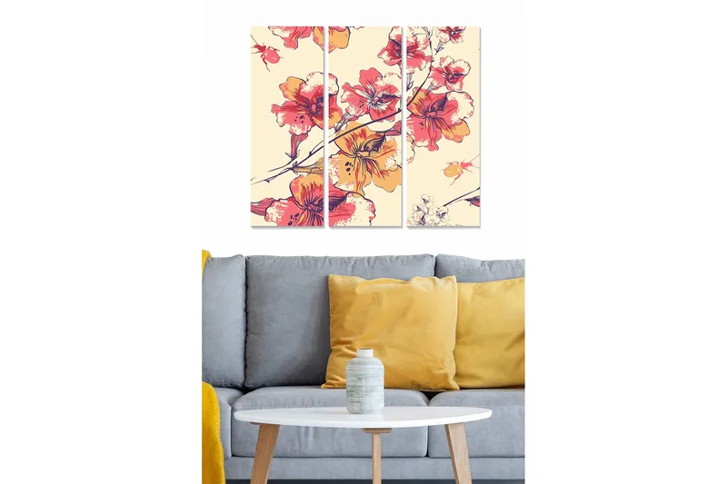 Canvastavla Floral 3-pack Flerfärgad, 20x50 cm