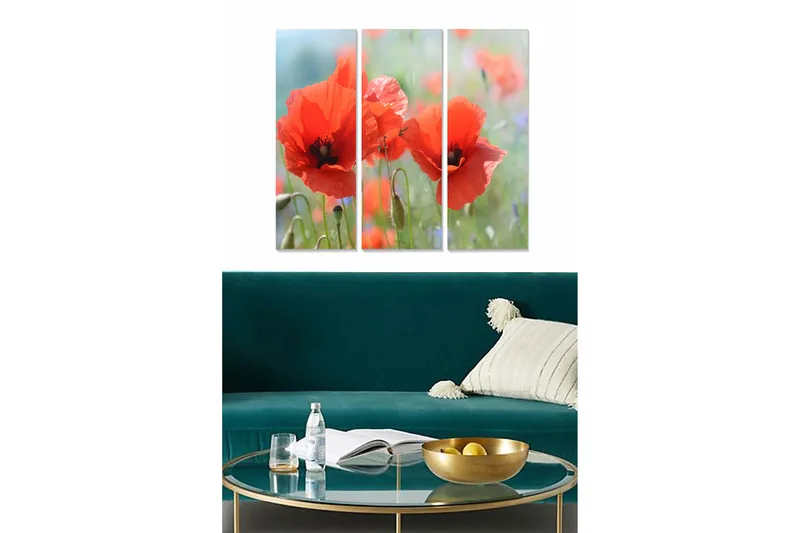 Canvastavla Floral 3-pack Flerfärgad, 20x50 cm