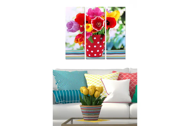 Canvastavla Floral 3-pack Flerfärgad - 20x50 cm - Inredning & dekor - Tavlor & konst - Canvastavla