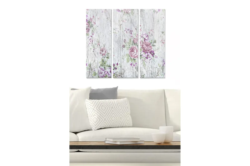 Canvastavla Floral 3-pack Flerfärgad, 20x50 cm