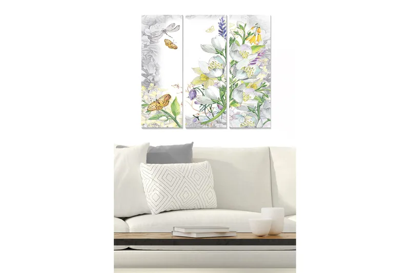 Canvastavla Floral 3-pack Flerfärgad, 20x50 cm