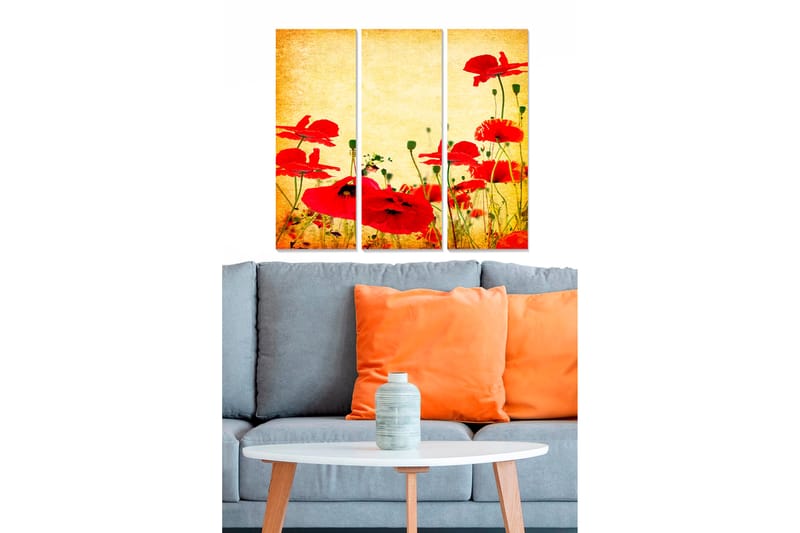 Canvastavla Floral 3-pack Flerfärgad, 20x50 cm