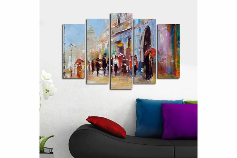 CANVASTAVLA Floral 5-pack Flerfärgad 19x60 cm - Inredning & dekor - Tavlor & konst - Canvastavla
