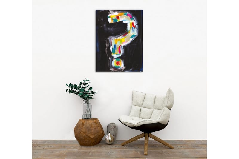 Canvastavla - Frågetecken i färgglad stil - Svart / Vit / Gul - Inredning & dekor - Tavlor & konst - Canvastavla