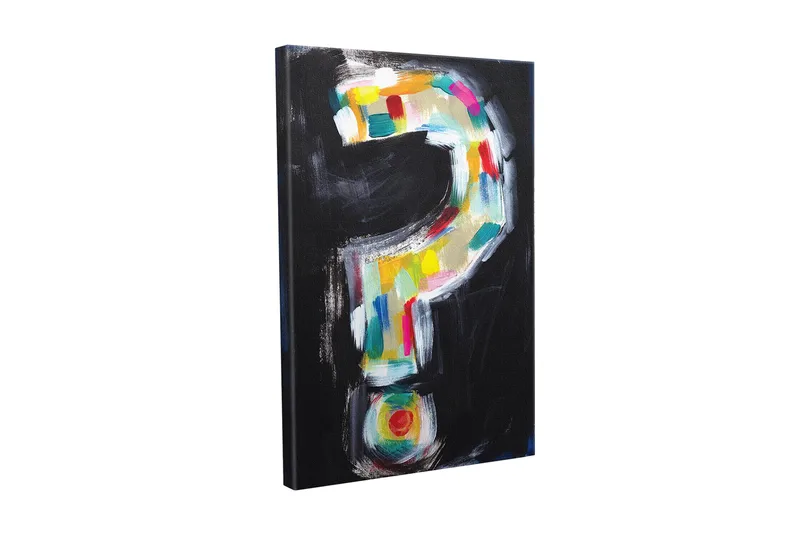 Canvastavla - Frågetecken i färgglad stil, Svart / Vit / Gul