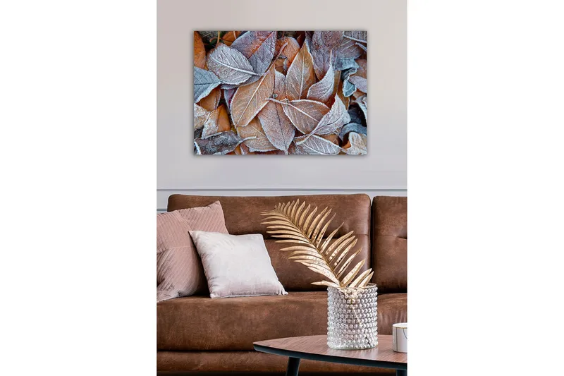 Canvastavla - Frostiga höstlöv i varma nyanser - Orange / Grå / Vit - Inredning & dekor - Tavlor & konst - Canvastavla
