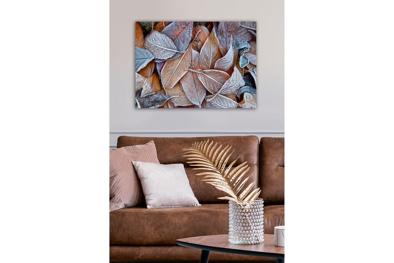 Canvastavla - Frostiga höstlöv i varma nyanser - Orange / Grå / Vit - Inredning & dekor - Tavlor & konst - Canvastavla