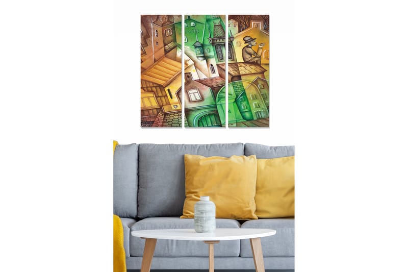 CANVASTAVLA Geometric 3-pack Flerfärgad 20x50 cm - Inredning & dekor - Tavlor & konst - Canvastavla