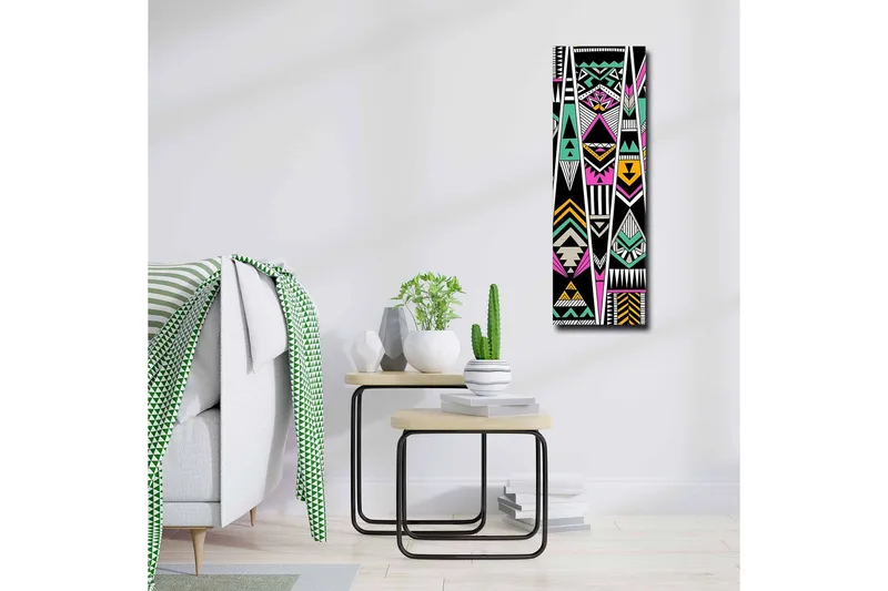 Canvastavla - Geometrisk komposition med färgglada mönster - Svart / Turkos / Rosa - Inredning & dekor - Tavlor & konst - Canvastavla