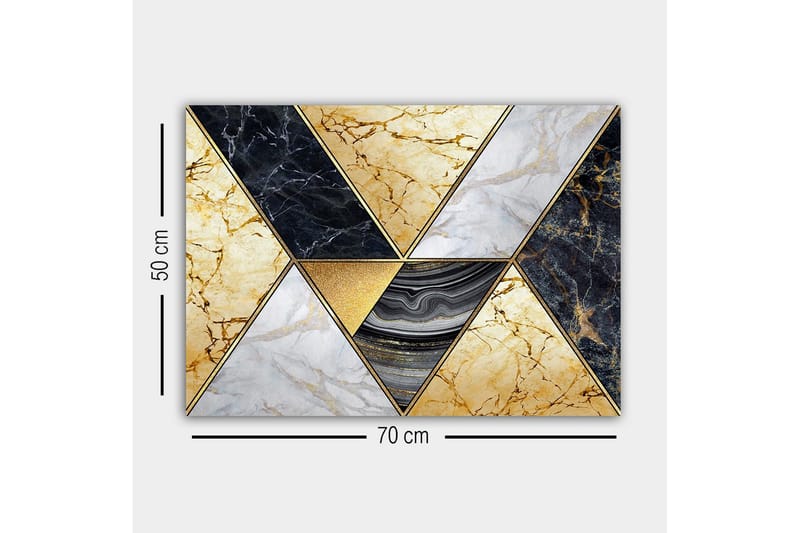 Canvastavla - Geometrisk komposition med marmorliknande trianglar i olika färger - Guld / Svart / Vit - Inredning & dekor - Tavlor & konst - Canvastavla