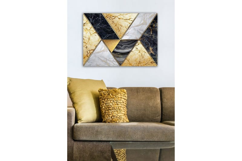 Canvastavla - Geometrisk komposition med marmorliknande trianglar i olika färger - Guld / Svart / Vit - Inredning & dekor - Tavlor & konst - Canvastavla