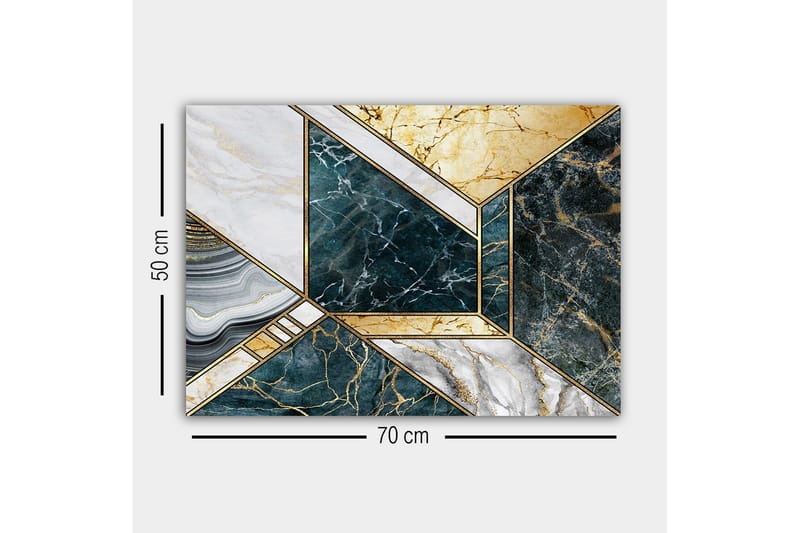 Canvastavla - Geometrisk komposition med marmorliknande ytor - Mörkgrön / Vit / Guld - Inredning & dekor - Tavlor & konst - Canvastavla