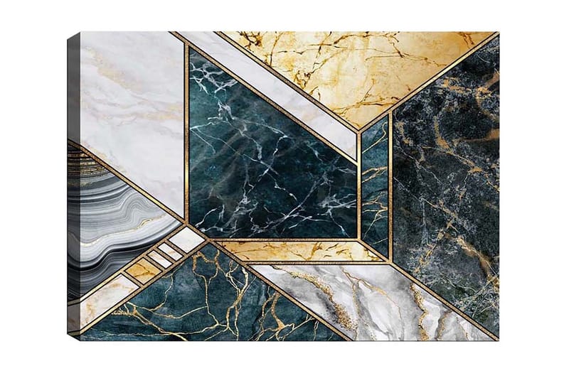 Canvastavla - Geometrisk komposition med marmorliknande ytor - Mörkgrön / Vit / Guld - Inredning & dekor - Tavlor & konst - Canvastavla