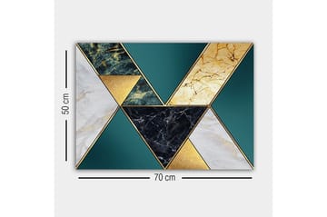 Canvastavla - Geometrisk komposition med trianglar i olika material och färger - Mörkgrön / Guld / Svart - Inredning & dekor - Tavlor & konst - Canvastavla