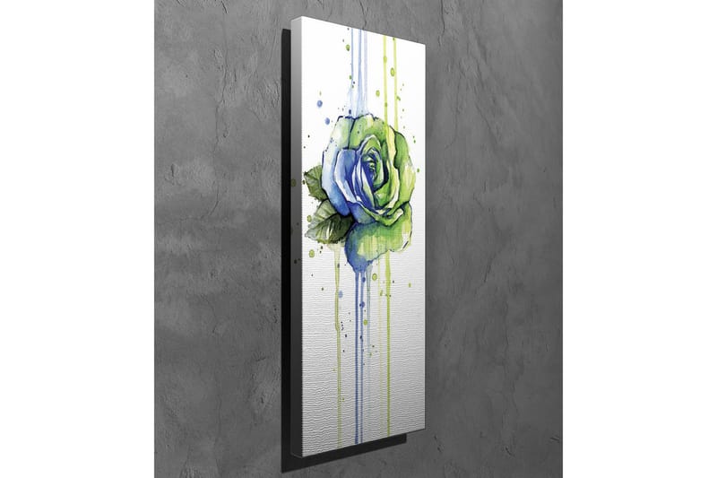 Canvastavla - Grön och blå ros med droppande akvarelleffekter - Grön / Blå - Inredning & dekor - Tavlor & konst - Canvastavla