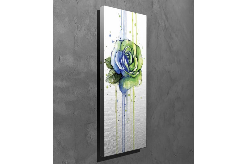 Canvastavla - Grön och blå ros med droppande akvarelleffekter - Grön / Blå - Inredning & dekor - Tavlor & konst - Canvastavla
