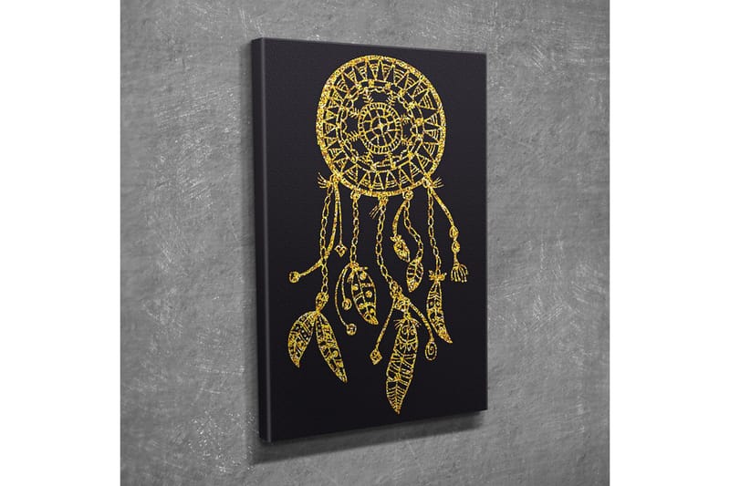 Canvastavla - Gyllene drömfångare med detaljerade mönster och hängen - Guld / Svart - Inredning & dekor - Tavlor & konst - Canvastavla