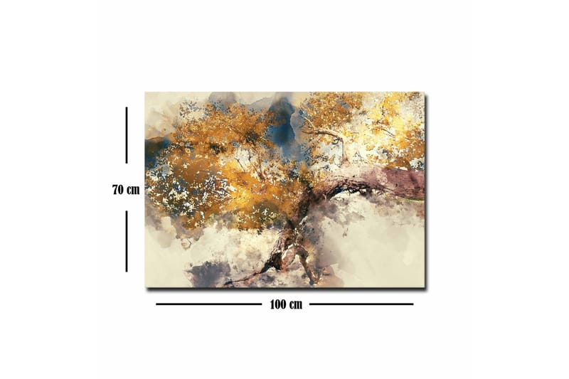 Canvastavla - Gyllene trädgrenar mot en mjuk bakgrund - Guld / Brun / Blå - Inredning & dekor - Tavlor & konst - Canvastavla