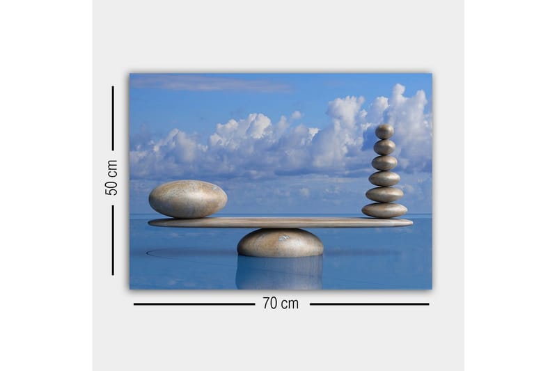 Canvastavla - Harmonisk balans av stenar på en plattform - Ljusblå / Beige / Grå - Inredning & dekor - Tavlor & konst - Canvastavla