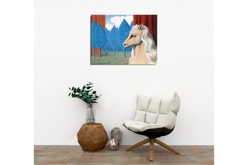 Canvastavla - Hästhuvud med vit man i en drömlik skogsmiljö - Blå / Röd / Beige - Inredning & dekor - Tavlor & konst - Canvastavla