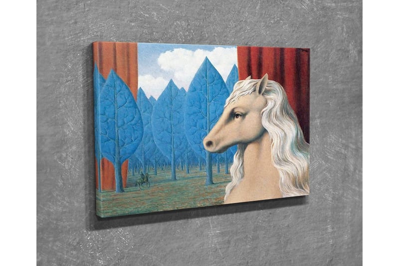 Canvastavla - Hästhuvud med vit man i en drömlik skogsmiljö - Blå / Röd / Beige - Inredning & dekor - Tavlor & konst - Canvastavla