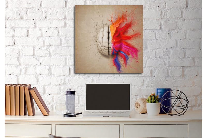 Canvastavla - Hjärna som spricker upp med färgglada explosioner av kreativitet - Röd / Orange / Rosa - Inredning & dekor - Tavlor & konst - Canvastavla