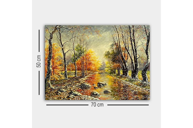 Canvastavla - Höstlandskap med färgglada träd och en spegelblanka flod - Orange / Grön / Brun - Inredning & dekor - Tavlor & konst - Canvastavla