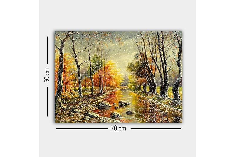 Canvastavla - Höstlandskap med färgglada träd och en spegelblanka flod - Orange / Grön / Brun - Inredning & dekor - Tavlor & konst - Canvastavla