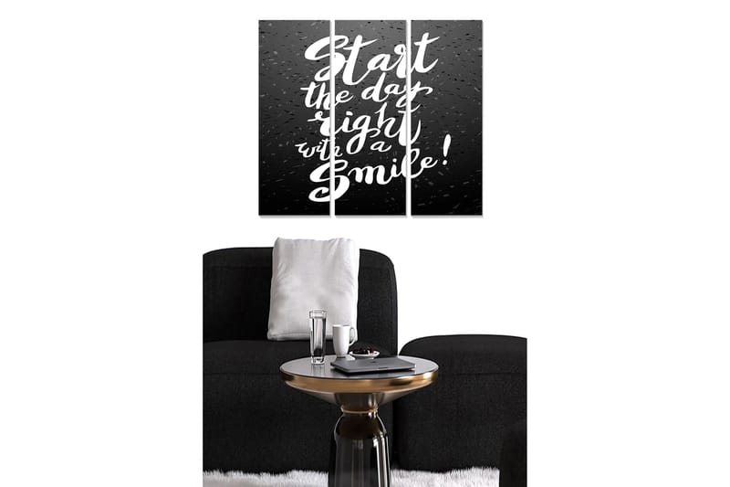 Canvastavla i trä 3-delar 50x70 cm - Inspirerande citat med uppmuntrande budskap, Svart / Vit