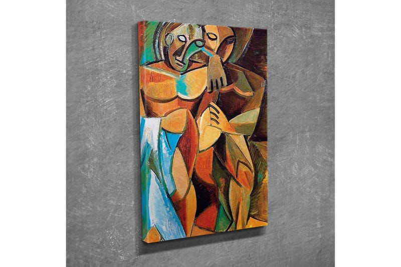 Canvastavla - Intimt par i en omfamnande gest - Brunt / Grönt / Blått - Inredning & dekor - Tavlor & konst - Canvastavla