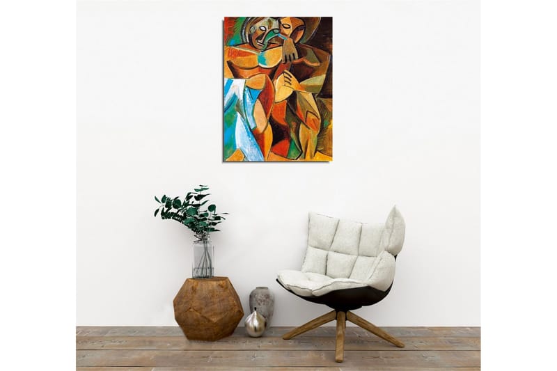 Canvastavla - Intimt par i en omfamnande gest - Brunt / Grönt / Blått - Inredning & dekor - Tavlor & konst - Canvastavla