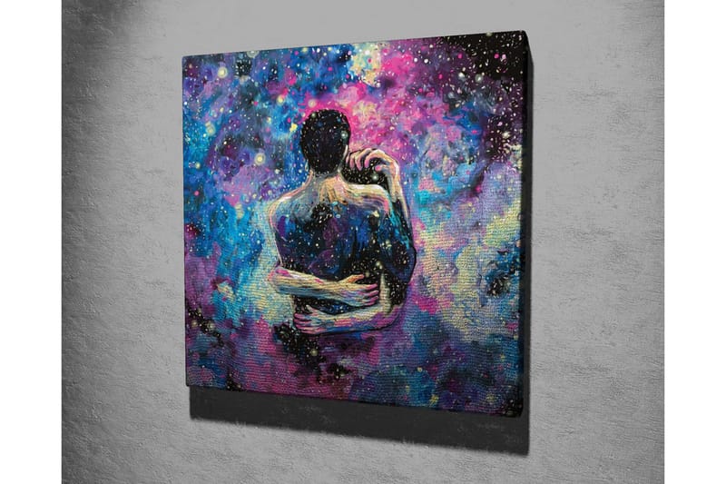Canvastavla - Intimt par som omfamnar varandra i en stjärnklar galax - Blå / Lila / Svart - Inredning & dekor - Tavlor & konst - Canvastavla