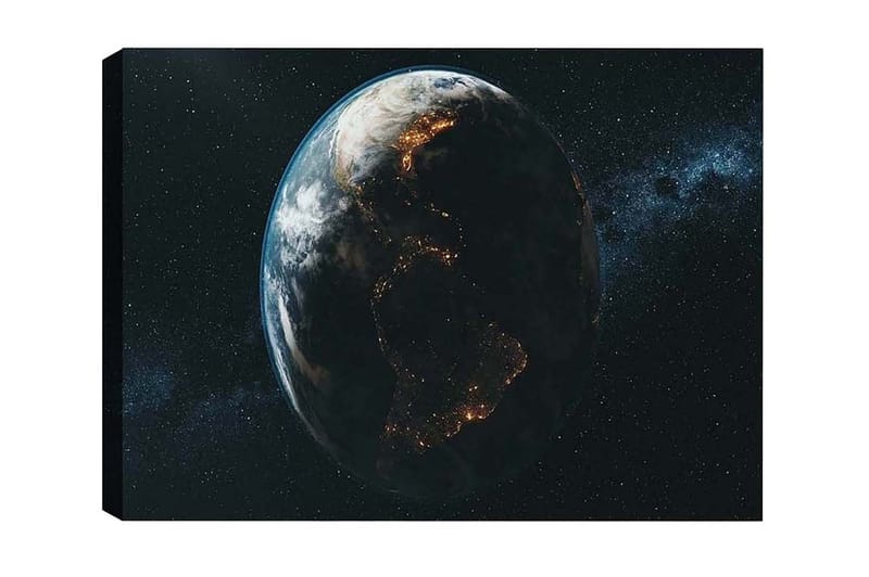 Canvastavla - Jorden sedd från rymden med ljus som markerar städerna - Blå / Grön / Svart - Inredning & dekor - Tavlor & konst - Canvastavla