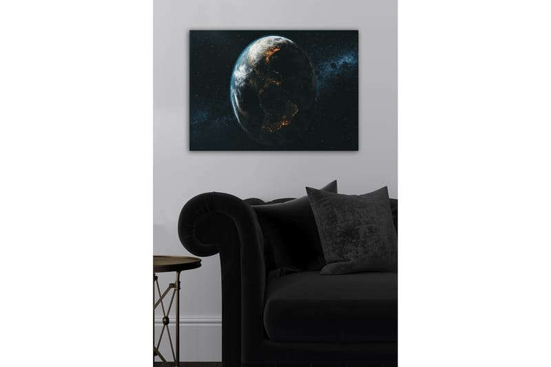 Canvastavla - Jorden sedd från rymden med ljus som markerar städerna - Blå / Grön / Svart - Inredning & dekor - Tavlor & konst - Canvastavla