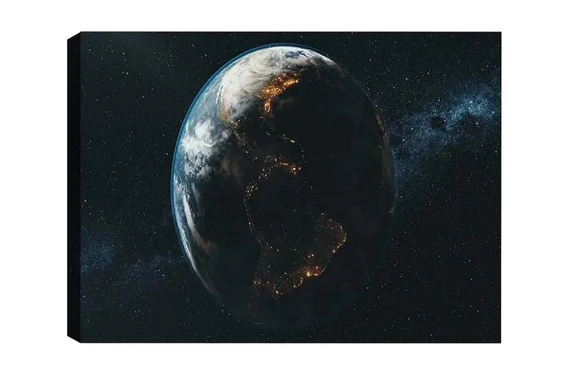 Canvastavla - Jorden sedd från rymden med ljus som markerar städerna - Blå / Grön / Svart - Inredning & dekor - Tavlor & konst - Canvastavla