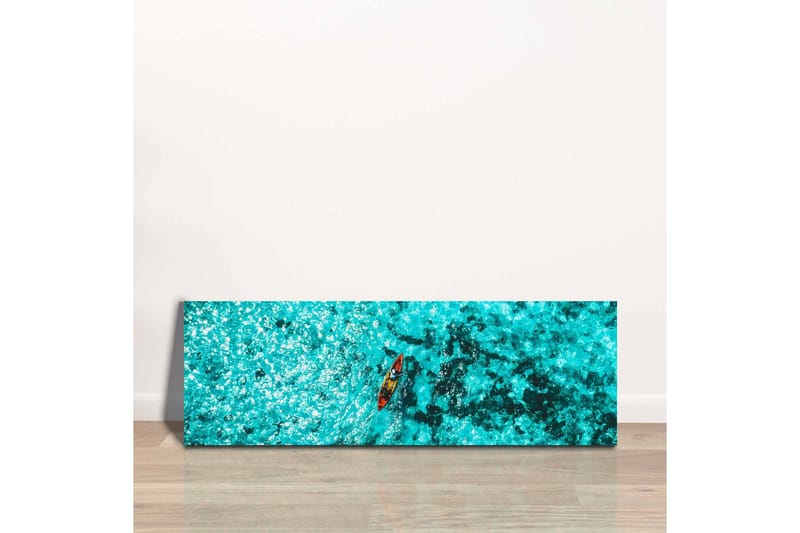 Canvastavla - Kajak som paddlar genom klart turkost vatten - Turkos / Svart / Orange - Inredning & dekor - Tavlor & konst - Canvastavla