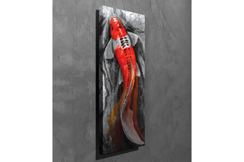 Canvastavla - Karp med starkt röd färg simmande i en dämpad miljö - Röd / Svart / Grå - Inredning & dekor - Tavlor & konst - Canvastavla