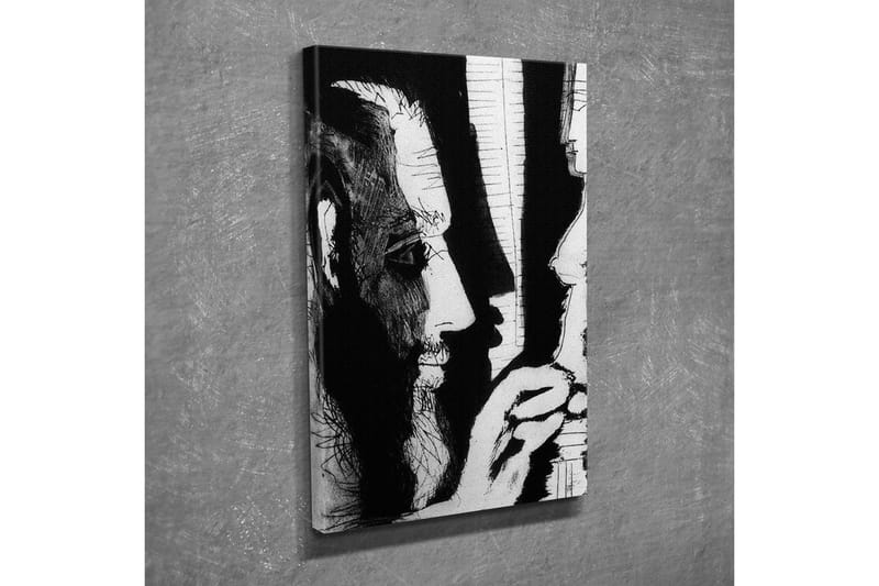 Canvastavla - Kontrastfylld porträtt av två ansikten i dialog - Svart / Vitt - Inredning & dekor - Tavlor & konst - Canvastavla