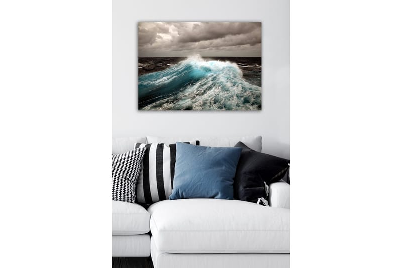 Canvastavla - Kraftfull våg som bryter mot ytan - Turkos / Mörkblå / Grå - Inredning & dekor - Tavlor & konst - Canvastavla