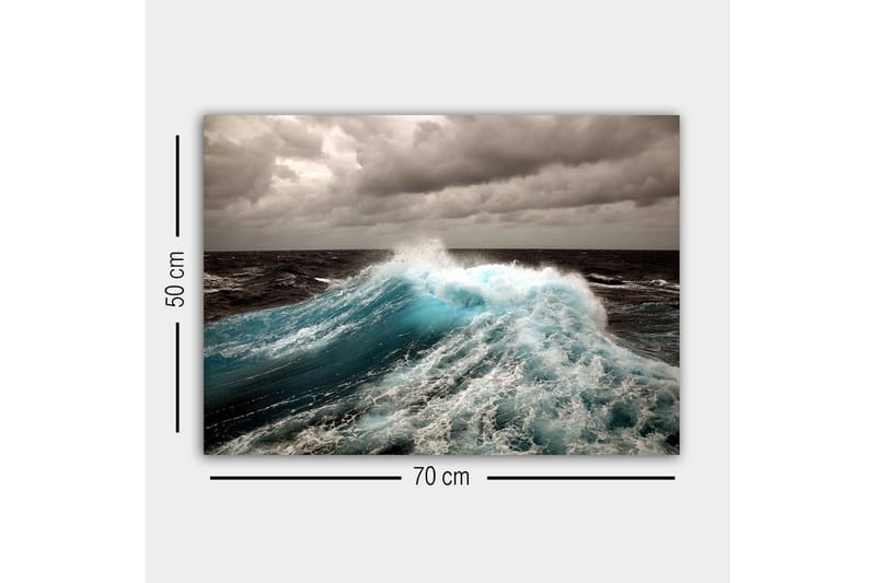 Canvastavla - Kraftfull våg som bryter mot ytan - Turkos / Mörkblå / Grå - Inredning & dekor - Tavlor & konst - Canvastavla