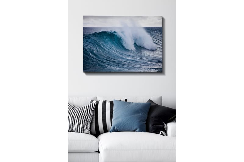 Canvastavla - Kraftfull våg som bryter mot ytan - Turkos / Mörkblå / Vit - Inredning & dekor - Tavlor & konst - Canvastavla