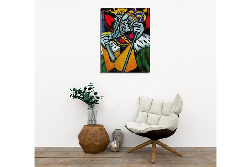 Canvastavla - Kunglig figur med en sorgsen uttryck och detaljerad krona - Grön / Röd / Blå - Inredning & dekor - Tavlor & konst - Canvastavla