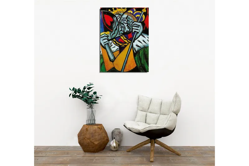 Canvastavla - Kunglig figur med en sorgsen uttryck och detaljerad krona - Grön / Röd / Blå - Inredning & dekor - Tavlor & konst - Canvastavla