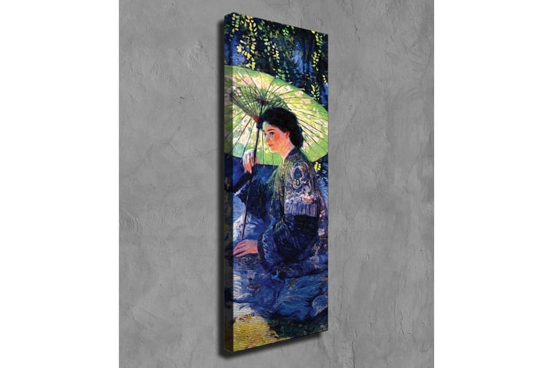 Canvastavla - Kvinna med parasoll i en grönskande omgivning - Mörkblå / Grön / Svart - Inredning & dekor - Tavlor & konst - Canvastavla