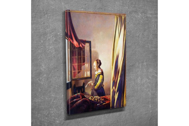 Canvastavla - Kvinna vid fönstret i ett inbjudande rum - Gult / Rödbrunt / Beige - Inredning & dekor - Tavlor & konst - Canvastavla