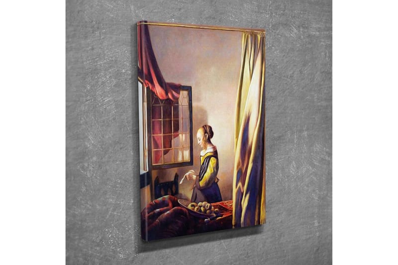 Canvastavla - Kvinna vid fönstret i ett inbjudande rum - Gult / Rödbrunt / Beige - Inredning & dekor - Tavlor & konst - Canvastavla