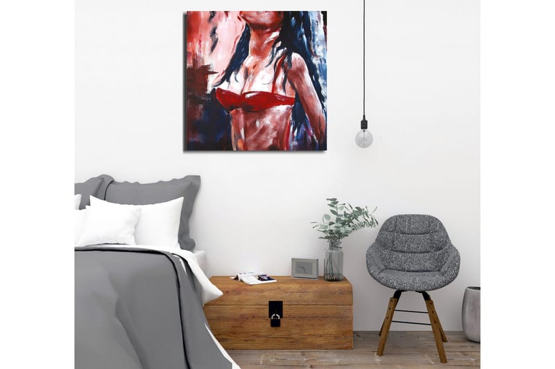 Canvastavla - Kvinnlig figur i röd bikini med mörkt hår - Röd / Svart / Hudton - Inredning & dekor - Tavlor & konst - Canvastavla